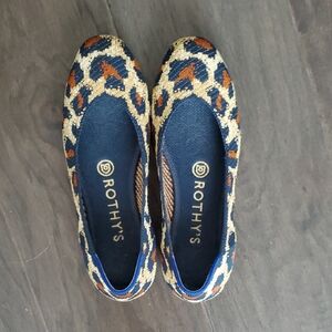 Rothy's Blue and Brown Geometric Flats